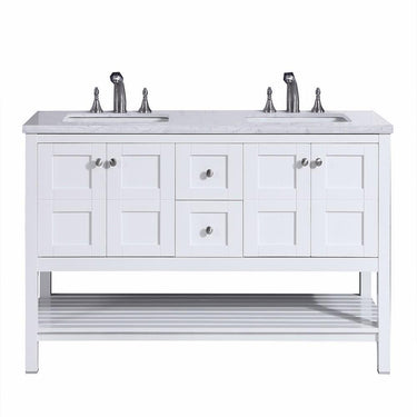 Eviva Glamor 60 in. White Bathroom vanity with Marble Counter-top and Undermount Porcelian Sink Vanity Eviva